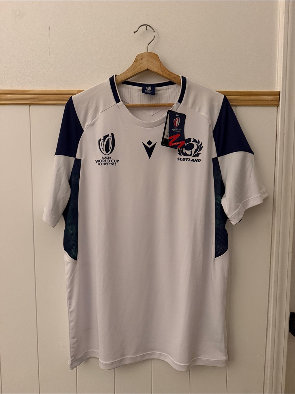 MACARON White and Navy Scotland Rugby Training Shirt